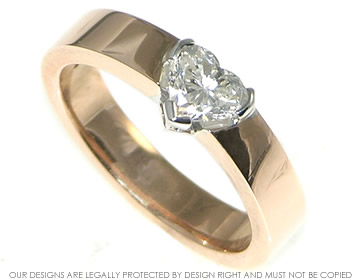 9ct rose and white gold heart cut diamond ladies ring. 