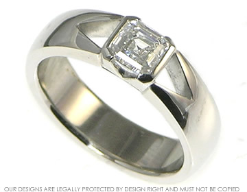 Bespoke  platinum and asher cut 0.73ct D VS1 diamond engagement ring