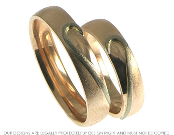 A pair of rose  and white gold commitment rings