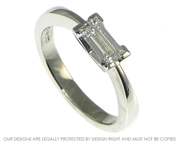 Bespoke platinum and 0.53ct baguette cut HSI diamond engagment ring