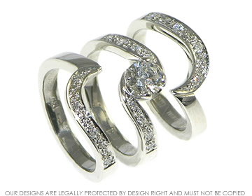 Palladium  and diamond antique style engagement and wedding ring set. 