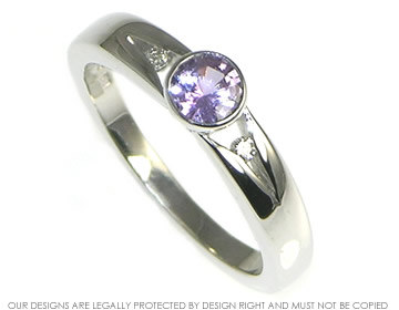 White gold pale lilac sapphire and diamond engagement ring