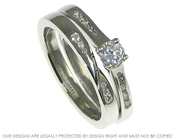 Bespoke platinum diamond wedding ring with twist effect