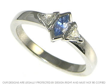 Bespoke palladium, sapphire and diamond engagement ring 