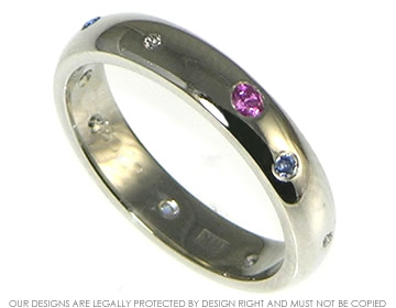 Hannah wanted a diamond and sapphire scatter set wedding ring