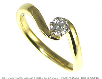 Bespoke 18ct yellow gold and diamond twist engagement ring