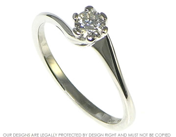 Twist style platinum diamond solitaire engagement ring