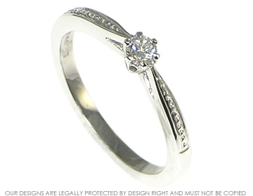 9ct white gold 0.13ct H VS SI recycled diamond engagement ring.