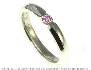 9ct white gold pink sapphire/ruby delicate engagement ring