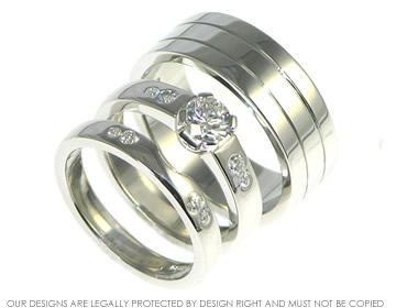 Pair of bespoke platinum wedding rings.