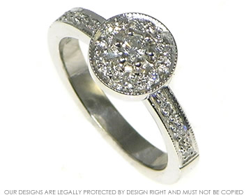 Bespoke Platinum Engagement Ring with Pave Set Diamonds