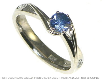 18ct white gold engagement ring with cornflower blue sapphire 