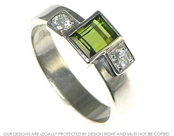 Bespoke engagement ring with tourmaline and diamonds