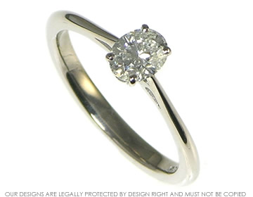 18ct white gold 0.54cts H SI oval diamond solitaire engagement ring