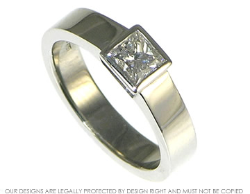 Platinum engagement ring with princess cut diamond