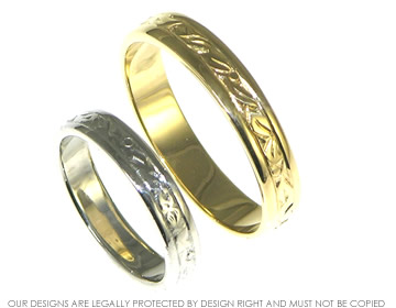 Engraved palladium wedding ring