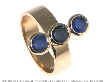 Jane's Dress ring using her own metal and sapphires 