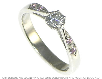 9ct white gold diamond and pink sapphire engagement ring