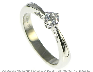 Platinum 0.27cts diamond solitaire engagement ring with engraved petal details