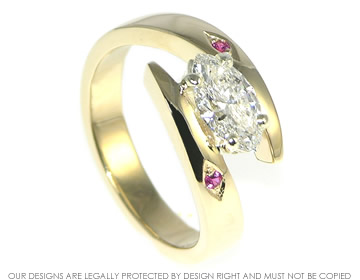 9ct yellow gold Eng ring with diamond and sapphires.