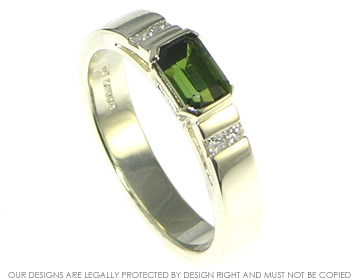 9ct white gold tourmaline and diamond engagement ring