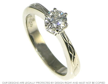 Bespoke 18ct white gold Celtic inspired engagement ring 