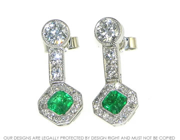 Alteration to Emerald and diamond earrings. 