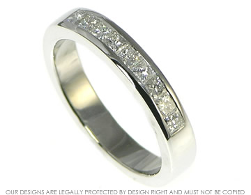 Platinum and princess cut diamond engagement or eternity ring