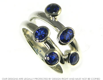 Scatter set Blue sapphire 9ct white gold dress ring