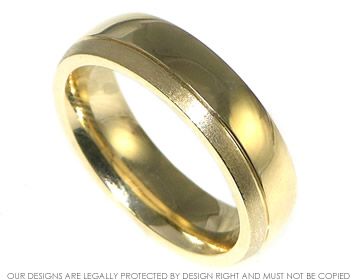 Bespoke 9ct yellow gold wedding band with different finishes. 