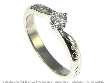 Palladium engagement ring with engraved detail