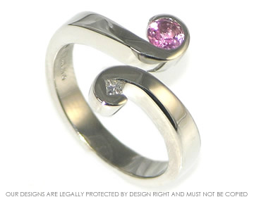 Bespoke palladium engagement ring with tourmaline and diamond.