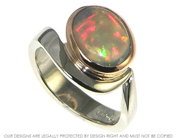 Palladium and 9ct rose gold opal dress ring