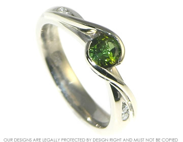 Bespoke 18ct white gold tourmaline and diamond engagement ring