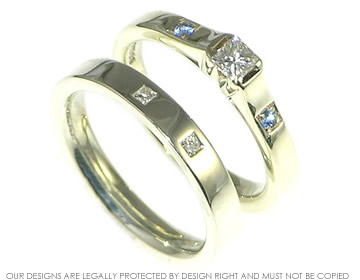 Pair of bespoke 9ct white gold wedding rings