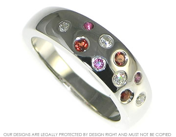 9ct white gold eternity ring with rubies and diamonds