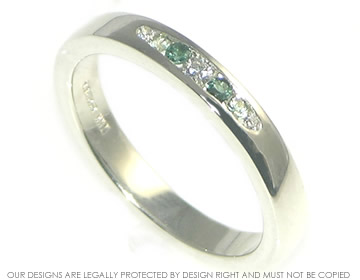 9ct white gold graduated colour eternity ring with diamond, tourmaline and sapphire