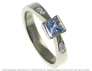 Bespoke sapphire and 18ct white gold engagement ring.