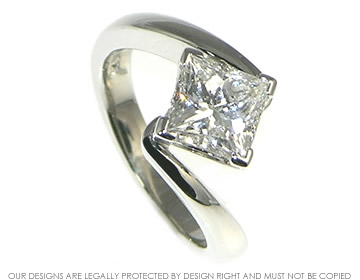 Platinum and princess cut diamond engagement ring