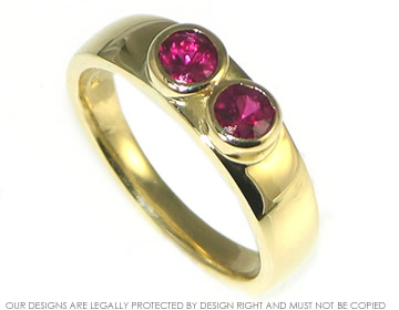 Bespoke 18ct yellow gold eternity ring with a pair of rubies