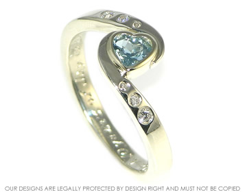 Bespoke Aquamarine and diamond twist style ring 