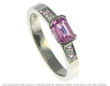 Pink sapphire and diamond engagement ring. 