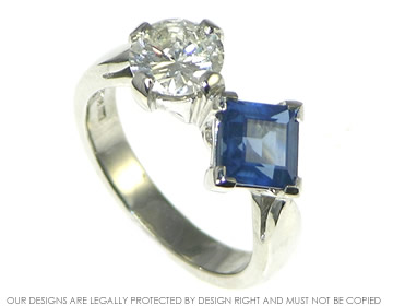 Bespoke Platinum diamond and sapphire engagement ring