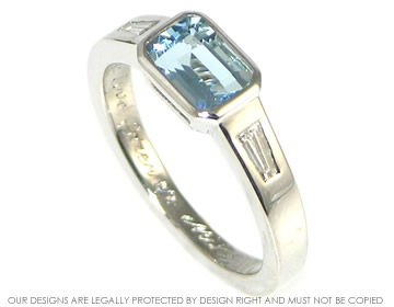 Platinum and aquamarine engagement ring