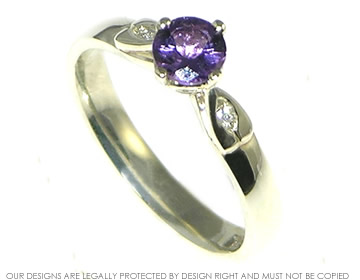 9ct white gold engamgent ring with a 5mm Amethyst