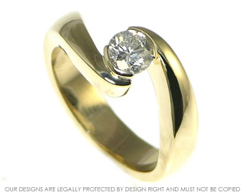 Kevin and Jo's 9ct yellow gold engagement ring which holds their own diamond