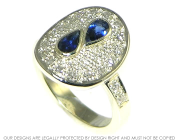 Emily's Bespoke 9ct white gold and sapphire dress ring using her own stones