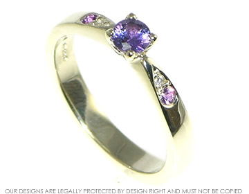 9ct white gold and purple sapphire engagement ring