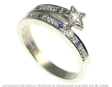 Lizzie's star inspired sapphire and diamond engagement ring