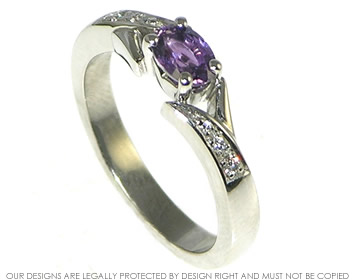 Purple Sapphire and Palladium Split Band Detail Engagement Ring